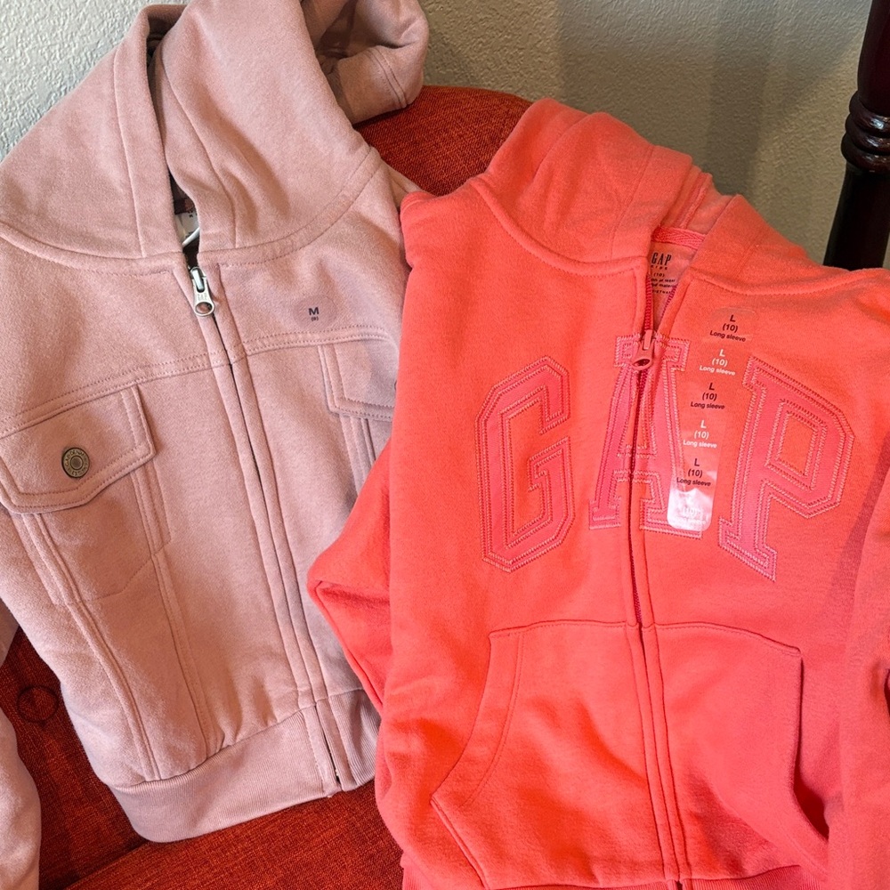 Bundle of two girls Gap hoodies NWT size 8 and 10.